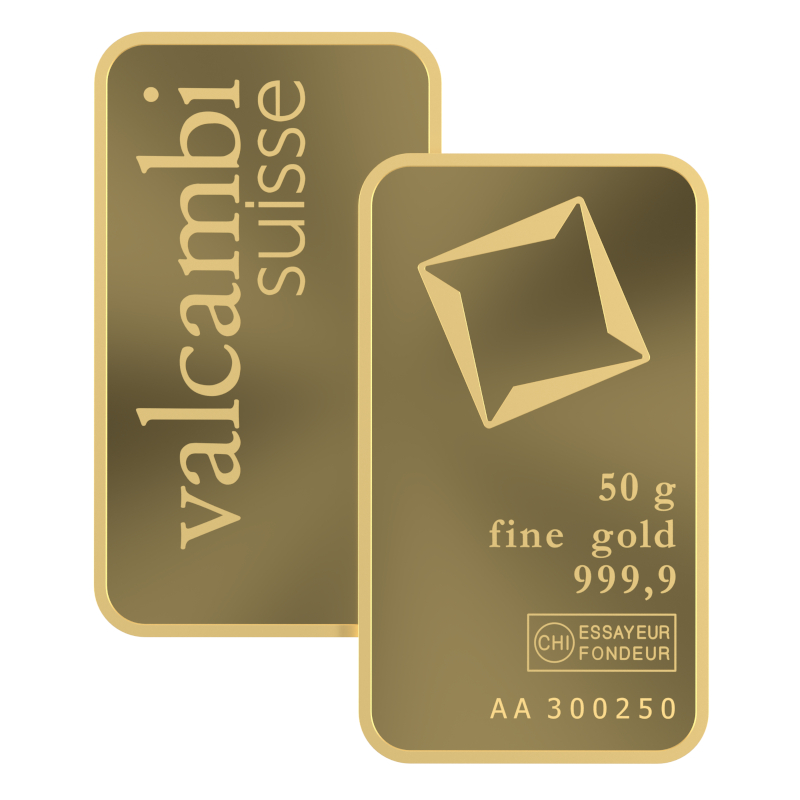 Lingote de Oro 50 gr. Valcambi