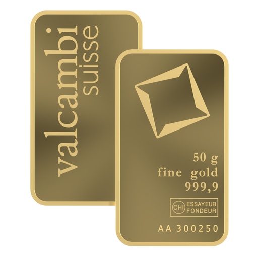 Lingote de Oro 50 gr. Valcambi